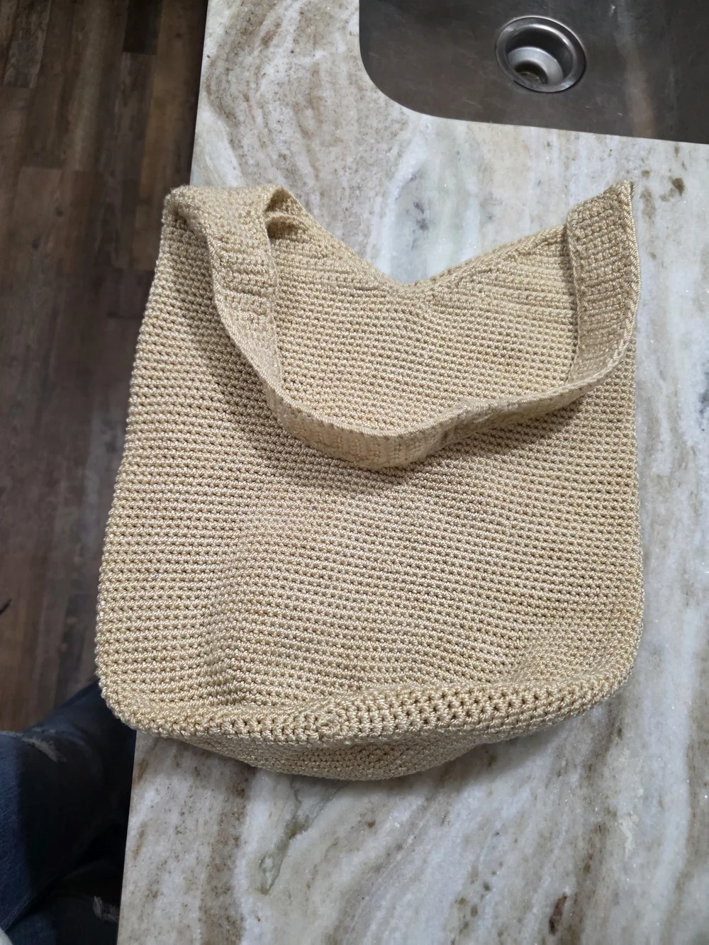 The Sak Beige Crochet Hobo Bag